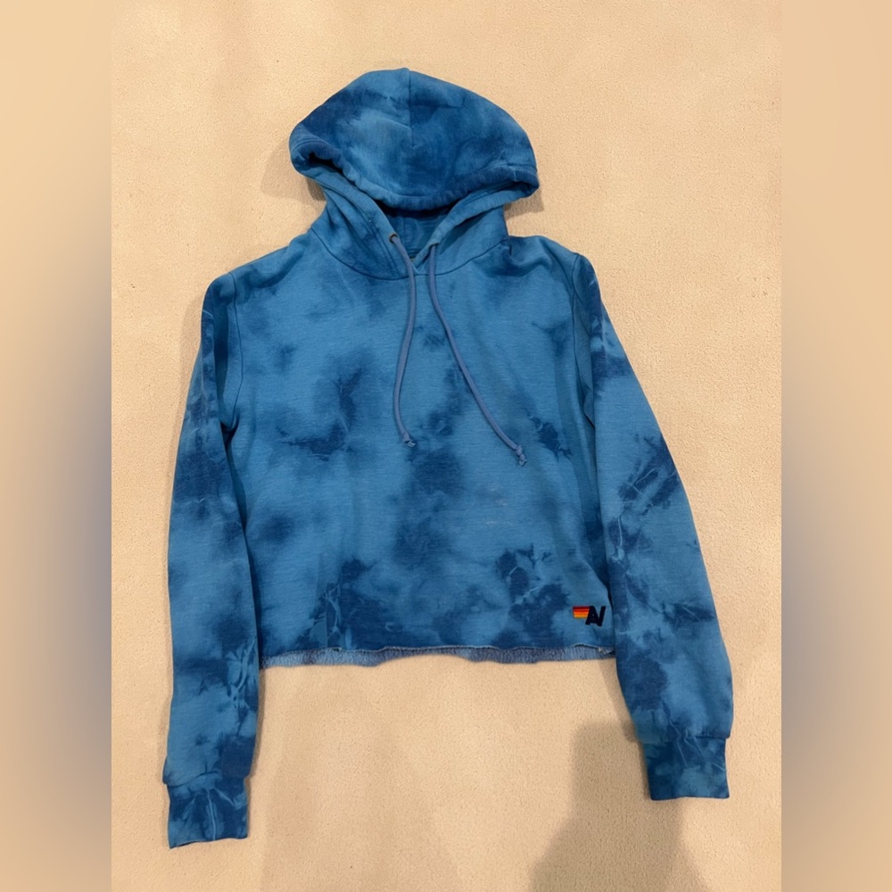 Aviator Nation Blue Tie Dye Cropped Hoodie. Size M.